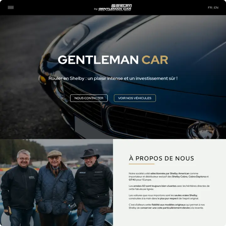 Capture d'écran de la page d'accueil du site Gentleman Car