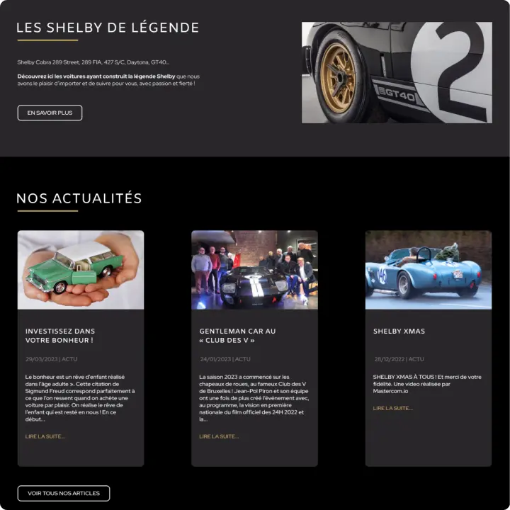 Capture d'écran de la page d'accueil du site Gentleman Car