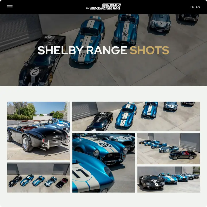 Capture d'écran de la page Shelby range shots du site Gentleman Car